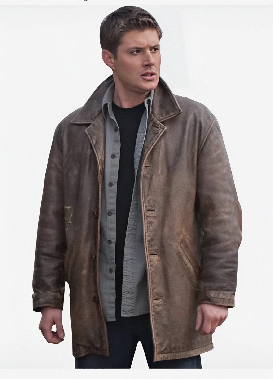 Dean Winchester Distress Real Leather Winter Coat Distressed Brown