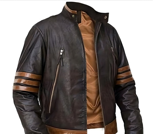 Wolverine X Men Origins Real Genuine Leather Jacket Mens Biker Motorcycle Bomber Napa Leather