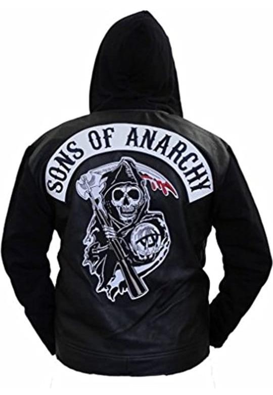 SOA Anarchy Hooded Biker Club Leather Jacket | Men's Leather Motorcycle SOA TV Series Biker Leather Hooded Jacket