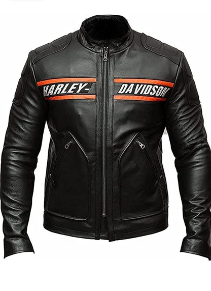 Bill Goldberg Classic Men's Harley Davidson Black Leather Motorcycle Jacket