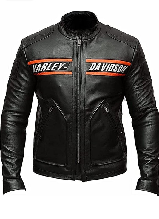 Bill Goldberg Classic Men's Harley Davidson Black Leather Motorcycle Jacket