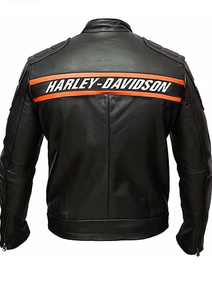 Bill Goldberg Classic Men's Harley Davidson Black Leather Motorcycle Jacket