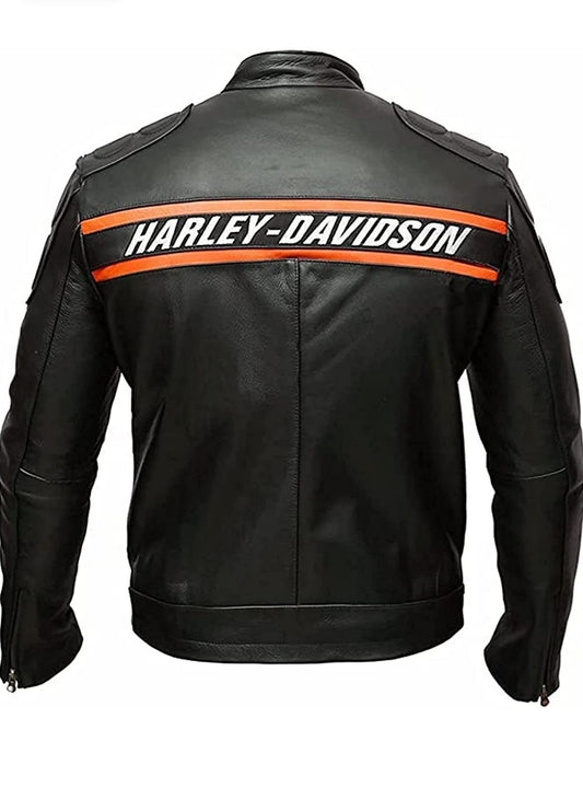 Bill Goldberg Classic Men's Harley Davidson Black Leather Motorcycle Jacket
