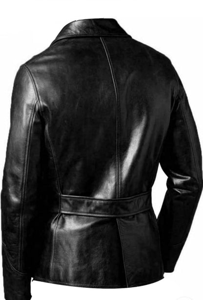 Leather Jacket Men | Vintage Four Pocket Genuine Leather Jacket | Shirt Collar Five Buttons Men's Leather Jacket