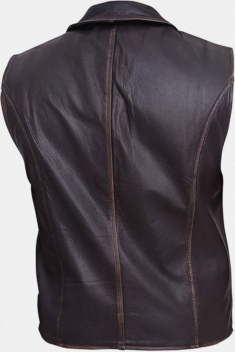 RF Leathers Hell on Wheels Cullen Bohannon Black Leather Vest Jacket With Lapel Collar