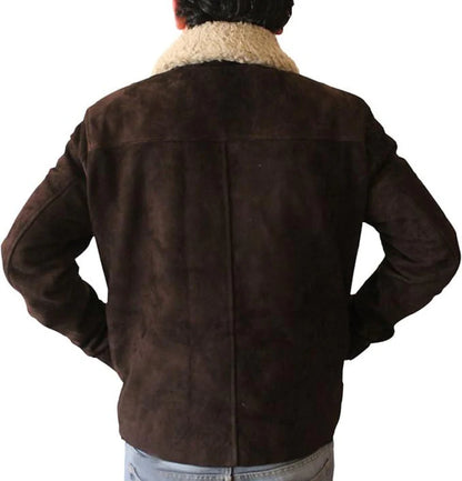 Men's Walking Dead Season 4 Rick Grimes Genuine Brown Suede Leather Jacket